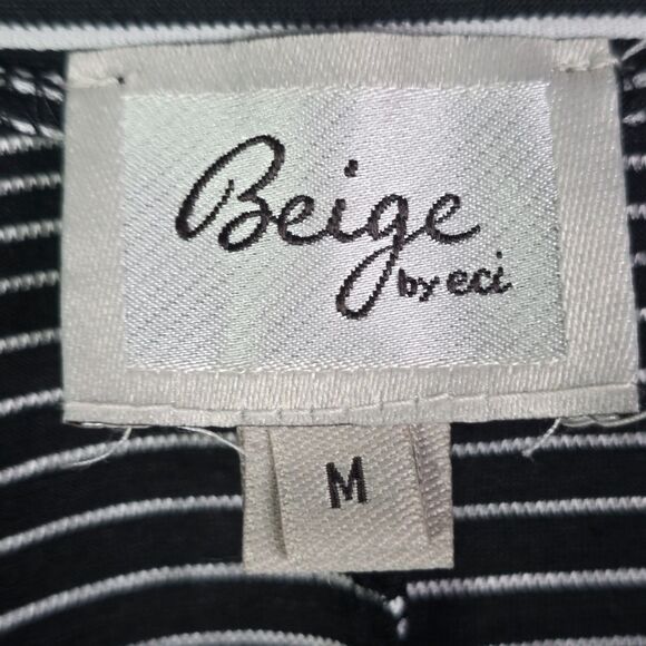 Beige by ECI A-Line Skirt Black White Stripe Stretch Pull On A Line Size M - Picture 3 of 8